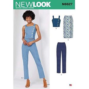 New Look Snijpatroon N6627 voor dames, rok en broek, wit papier