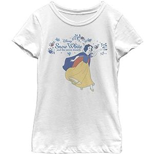 Disney Snow White Floral Colorful Style Girls T-shirt standaard wit, XS, Wit