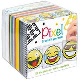 Pixel P29025 Smiley knutselset met creatief insteeksysteem voor kinderen vanaf 6 jaar, kubusdoos met motieven en pixelvierkanten