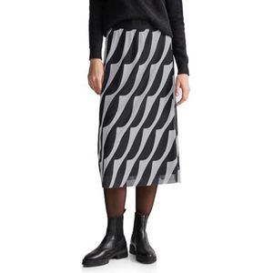 Street One A361420 midirok met print voor dames, zwart.