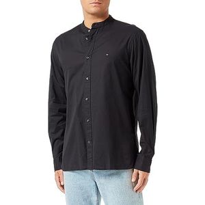 Tommy Hilfiger Natuurlijk Soft Flex Mao Rf Overhemd Casual Overhemden Heren, zwart.