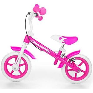 Milly Mally Dragon loopfiets met rem van 2 tot 4+ jaar, roze