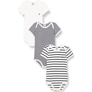 Petit Bateau Uniseks T-shirt voor baby's, wit + blauw + wit