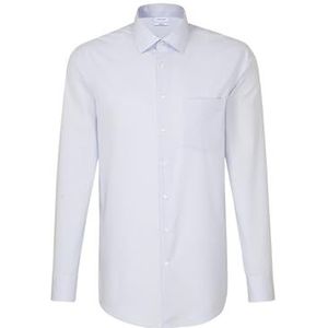 Seidensticker Businesshemd heren strijkvrij overhemd met rechte snit regular fit lange mouwen Kent kraag strepen borstzak 100% katoen, lichtblauw (11)