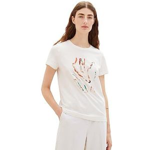 TOM TAILOR T-shirt imprimé pour femme, 10332-off White, XL
