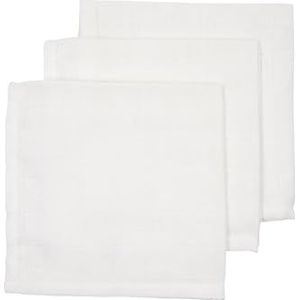Meyco 457000 Set van 3 mousseline handdoeken 100% katoen wit 30 x 30 cm