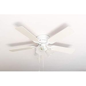 Kisa Deluxe Ceiling Fan 105 cm Wit Blad Wit/Maple Inclusief Lighting and Pull Switch