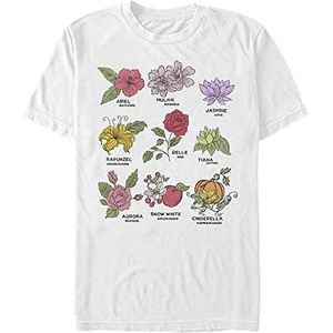 Disney Princess Flowers Organic T-shirt met korte mouwen, wit, L, Weiss