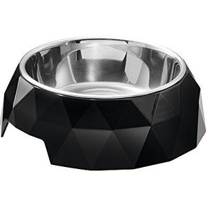 HUNTER KIMBERLEY Melamine voederbak voor honden en katten met roestvrijstalen kom 160 ml zwart