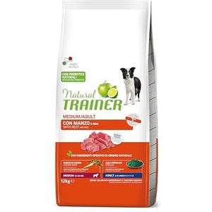 Natural Trainer Medium voer voor volwassen honden met rundvlees, 12 kg