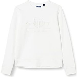 GANT Tonal Archive Shield Unisex sweatshirt, wit standaard, wit, 170, Wit