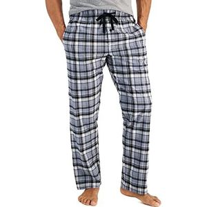 Hanes Pyjamaset voor heren, T-shirt en broek, geweven, grijs, geruit, M, Grijs, geruit