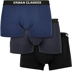 Urban Classics Set van 3 boxershorts voor heren van biologisch katoen, maat S tot 5XL, donkerblauw + marineblauw + zwart