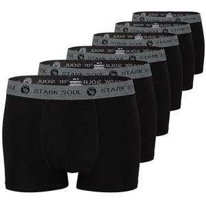 STARK SOUL Set van 6 boxershorts voor heren, katoenen boxershorts voor heren, 6 stuks. Kleur: zwart