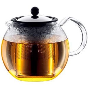 Bodum - 1801-16 - Assam - theepot met glazen zuiger - filter en deksel van roestvrij staal - 1,0 l