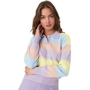 Trendyol Colourful Poloshirt dames sweatshirt, blauw, S, Blauw