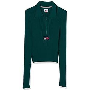 Tommy Hilfiger Tjw Half Zip Thru Rib Damesvesten donkergroen turf XL, donkergroen. turf