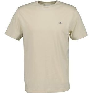 GANT Reg Shield Ss T-shirt met korte mouwen Shield Regular heren, Beige (Silky Beige)