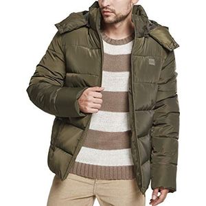 Urban Classics Puffer donsjack met afneembare capuchon, gevoerd, winterjas voor heren, groen (Darkolive), XL, groen (Darkolive)