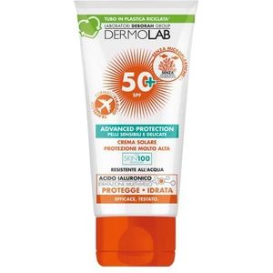 Dermolab - Crème solaire très haute protection, pour peaux claires et délicates, résistant à l'eau, SPF 50+, format voyage, 50 ml
