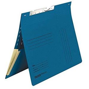 Falken 50 originele slingermappen Made in Germany van gerecycled karton met zakelijke schriften, gleuf en uitbreidbaar insteekvak voor DIN A4-formaat blauw