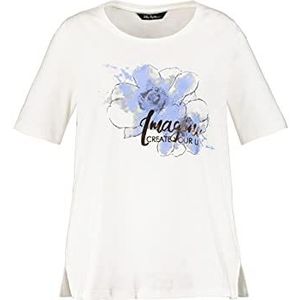 Ulla Popken Klassiek T-shirt met print op de voorkant, klassiek hemd met opdruk aan de voorzijde, Weiss