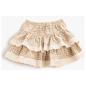 Koton Mini jupe à volants pour bébé fille - Coupe en dentelle - Taille élastique, Beige à carreaux (0c5), 18-24 Monate