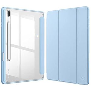 Fintie Hybrid Hoes voor Samsung Galaxy Tab S7 FE 2021 / S7 Plus 2020 12,4 Inch - Schokbestendige Case Cover met Transparante Doorzichtige Harde Schaal Achter Beschermhoes, (Hemelsblauw)