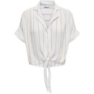 ONLY Onlpaula Life S/S Tie Shirt Wvn Noos Dameshemd met korte mouwen, Cloud Danser