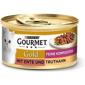 Gourmet Gold Cat Alliance Raffiné voering, 12 stuks (12 x 85 g), eend en kalkoen
