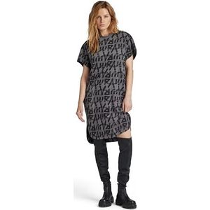 G-STAR RAW Losse T-shirtjurk met print, casual jurk voor dames, Veelkleurig (ruw asfaltgrijs D24484-d611-g419)