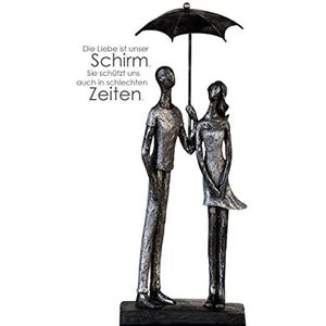 Casablanca - Poly Umbrella sculptuur - antiek zilveren afwerking met zwarte basis met certificaat en hanger - hoogte 36 cm