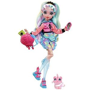 Monster High Lagoona Blue Pop: De Lagoona Blue-pop heeft een fantastische outfit met een roze hoodie met mesh en een trendy body met batik-fietsbroek