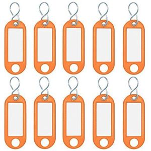 Wedo 262103406 kunststof sleutelhanger met S-haken en verwisselbare etiketten, 10 stuks, oranje