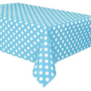 Unique Party Supplies Tafelkleed polka dot, kunststof, 2,74 x 1,37 m, lichtblauw
