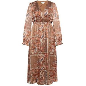 usha Robe longue pour femme avec imprimé cachemire 10526494-US01, marron multicolore, taille M, Marron multicolore., M