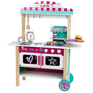Theo Klein 7329 Barbie-keuken van hout, bistro-restaurant, (MDF) I met grill, oven, koelkast, andere accessoires I Afmetingen: 94 cm x 32 cm x 106 cm I speelgoed voor kinderen vanaf drie jaar