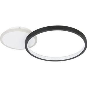 EGLO Gafares Led-plafondlamp, dimbare plafondlamp met afstandsbediening, ronde woonkamerlamp van aluminium en staal, wit en zwart, warm wit - koud