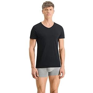 PUMA Basic T-shirt voor heren, V-hals, verpakking van 2 stuks, zwart.