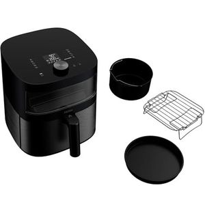 Haier Heteluchtfriteuse met glazen venster en accessoires, 9 programma's met led-display, inhoud 7 l, vaatwasmachinebestendig, 1700 W, olievrij frituren [Serie 5 - HAF5TWA]