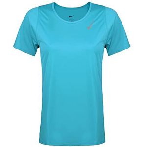 NIKE W Nk Df Race Top Ss T-shirt voor dames, Baltisch blauw/reflecterend zilver