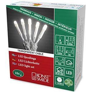 Konstsmide Micro LED Fairy Lights Frosted Indoor (IP20) 10 warmwitte diodes binnentransformator 30V transparante kabel 6340-123