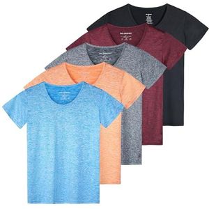 Real Essentials Set van 5 atletische T-shirts voor dames met korte mouwen en ronde hals, Dry Fit Tech Stretch, pak van 2, XL, 2 stuks.