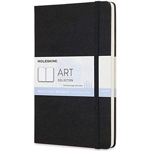 Moleskine Art Collection Aquarel notitie-/schetsboek album om te tekenen (met harde kaft, papier geschikt voor aquarel en aquarelpotloden, groot 13 x 21 cm, 72 pagina's) zwart