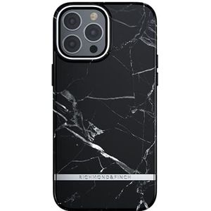 RICHMOND & FINCH Beschermhoes voor iPhone 13 Pro Max, 6,7 inch, dubbele blokhoes, valtest, verhoogde schokbestendigheid, trekker, zwart marmer