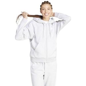 adidas Femme ESSENTIALS 3-STRIPES FULL-ZIP FLEECE HOODIE, light grey heather/white, L