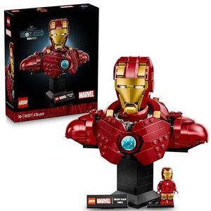 LEGO Marvel Iron Man MK4 buste – bouwset & model om te tentoonstellen – minifiguur van Tony Stark, schoudergeweren en draaibare kop – Avengers Collector cadeau voor volwassenen 76327