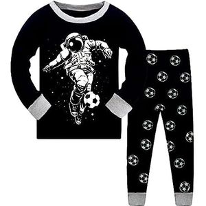 EULLA Pyjama-set voor kleine jongens, nachtkleding van katoen, lange mouwen, pyjamaset, Space Man, 1, 6-7 jaar, Space Man 1