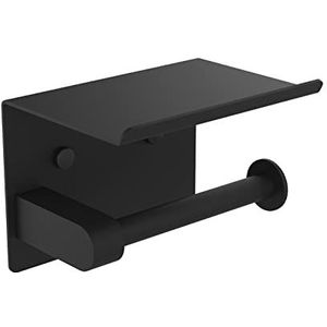 Ibergrif MK34053B, toiletpapierhouder, wand gemonteerde toiletpapierhouder, 304 roestvrijstalen toiletrolhouder, installatie met schroeven of 3 m, zelfklevend, zwart