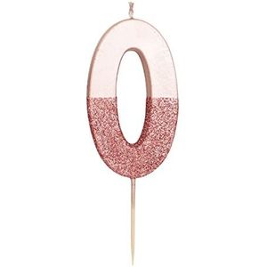 Roze Goud Glitter Nummer 0 verjaardagskaars | Premium kwaliteit taarttopper decoratie | Mooi, sprankelend voor kinderen, volwassenen, feest, jubileum, mijlpaal